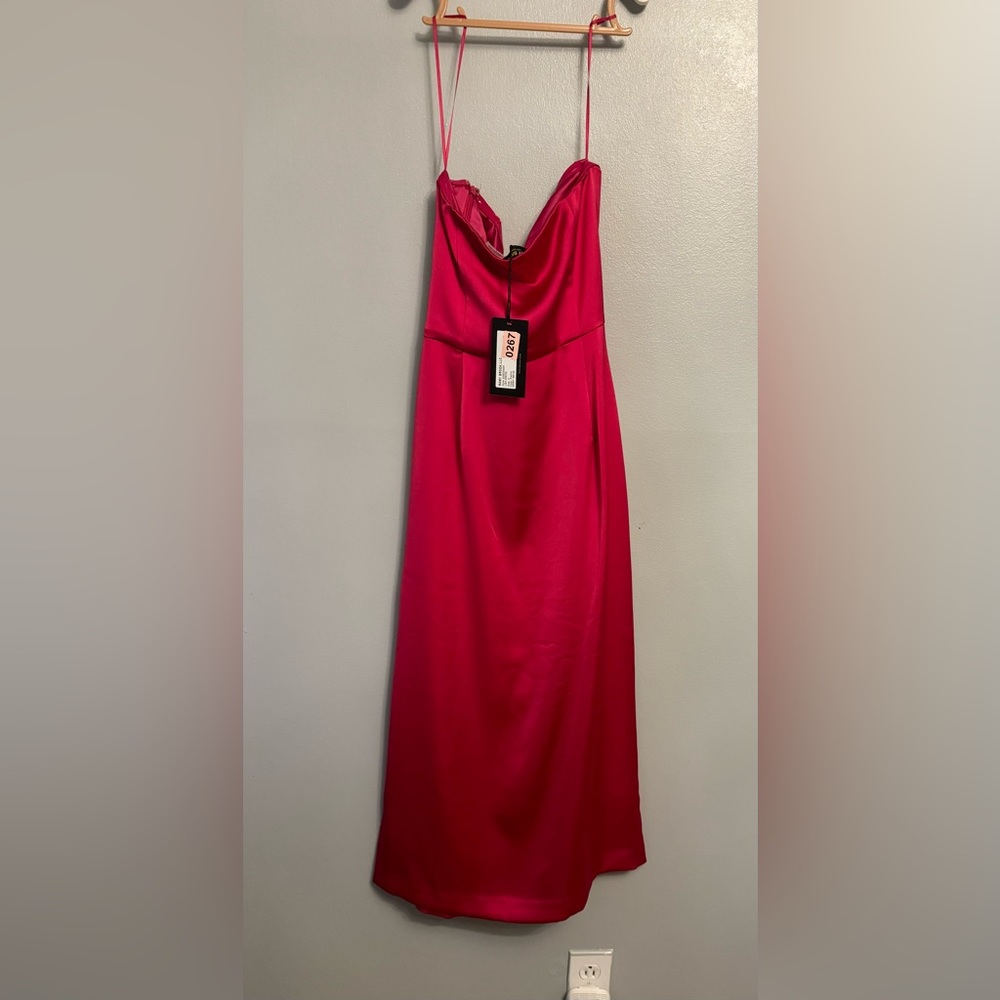 Ramy Brook Pink Small Sz 2 Leg Slit Strapless Midi Dress - Picture 5 of 6